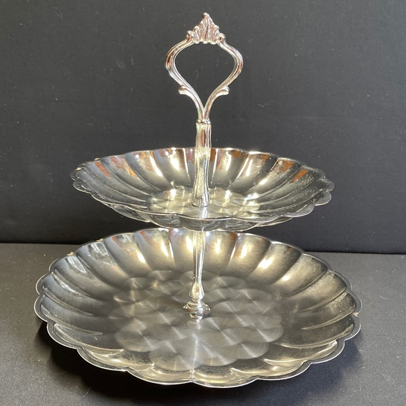 Vintage Metal MCM 2 Tier Serving Stand - Picture 1 of 2